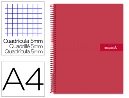 Cuaderno espiral Liderpapel Crafty A4 tapa extradura 120h 90g c/5mm. color rojo